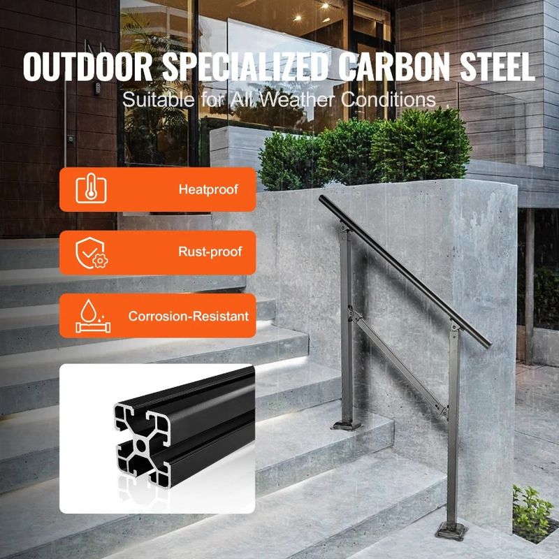 Steel Carbon Kit Railing Steps Outdoor Hand 3 Metal Rail Degree Handrail With Ad Handrails Installation Ft Stair 050 And 3 For_voghion.com