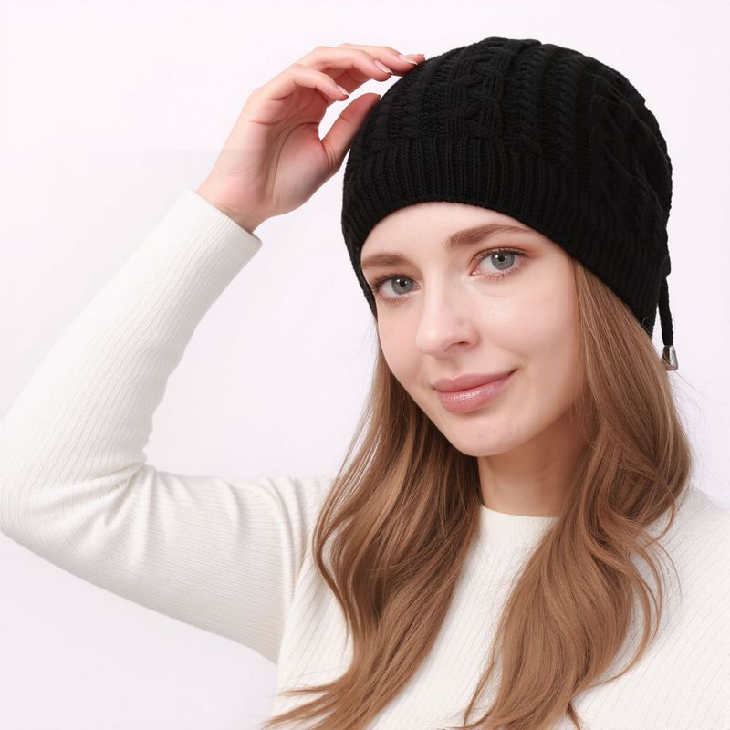 Autumn And Winter Warm Neck Warmer Drawstring Double-Wear Knitted Pullover Women's Hat Ponytail Deer Fleece Fabric_voghion.com