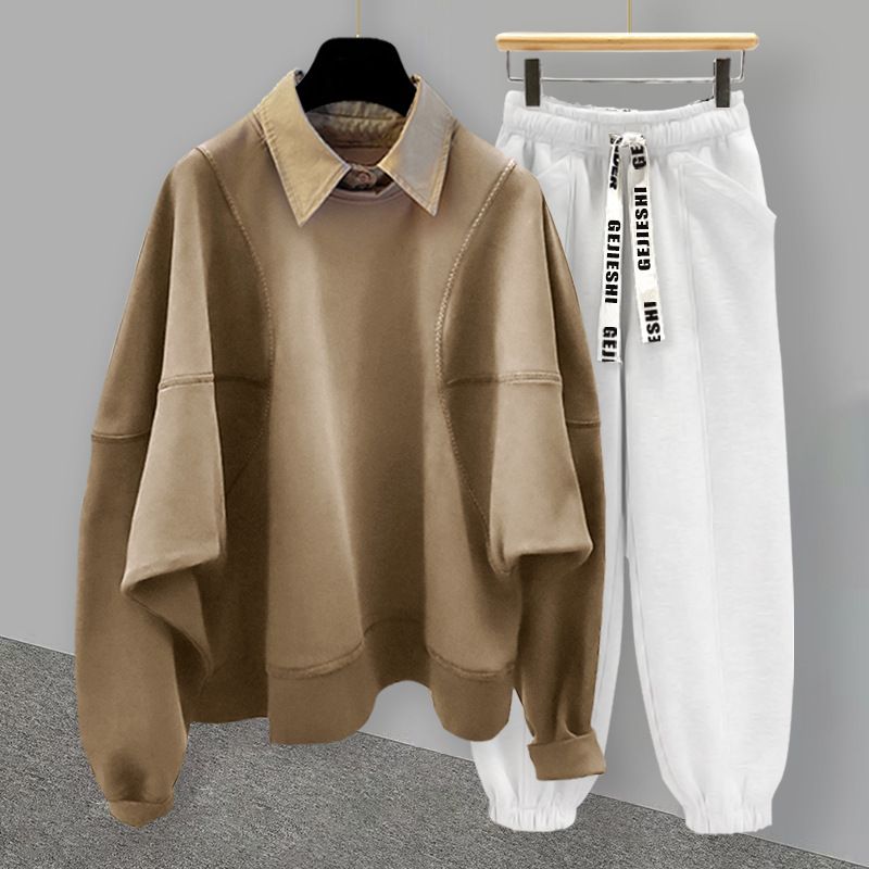 Îmbrăcăminte pentru bărbați toamna și iarna, vrac, casual, cusut deschis, pulover, costum pentru bărbați, versiune coreeană, tineret, mânecă de liliac, rever, un set complet de îmbrăcăminte_voghion.com