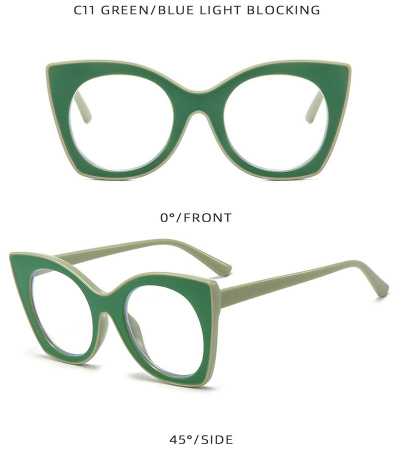 Montature per occhiali da donna personalizzate, occhiali anti luce blu con montatura a forma di occhio di gatto, per donne, occhiali di fascia alta, celebrità di Internet, nuovi occhiali autunnali con montatura grande e piatta_voghion.com