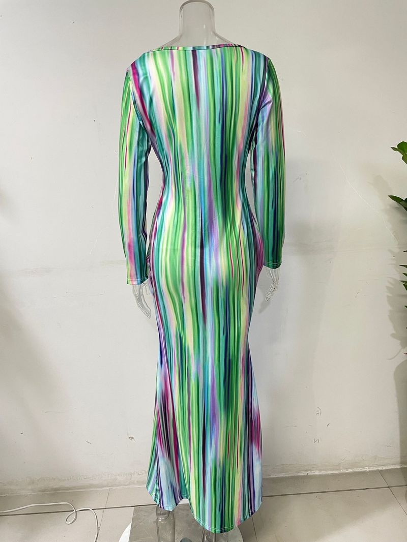 Jupe grande taille, col en V, imprimée, manches longues, coupe ajustée, sexy, printemps/été 2025, nouvelle collection pour femmes_voghion.com
