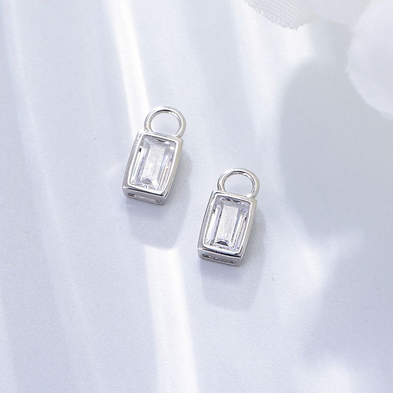 Gioielli da donna in argento sterling 925, orecchini geometrici quadrati con zirconi, piccoli orecchini con personalità, orecchini da donna con temperamento_voghion.com