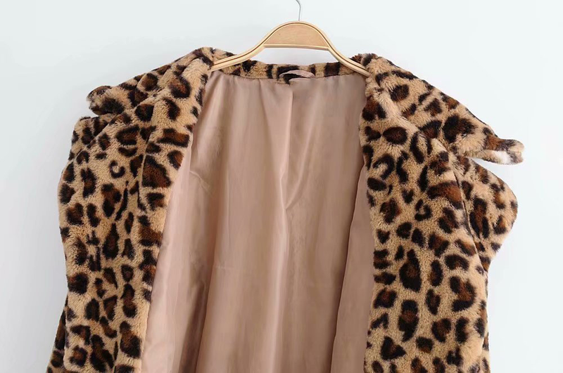 Damenbekleidung, Leopardenmuster, Pelzimitation, kurze, lockere, verdickte, sexy, lange Ärmel für Damen_voghion.com