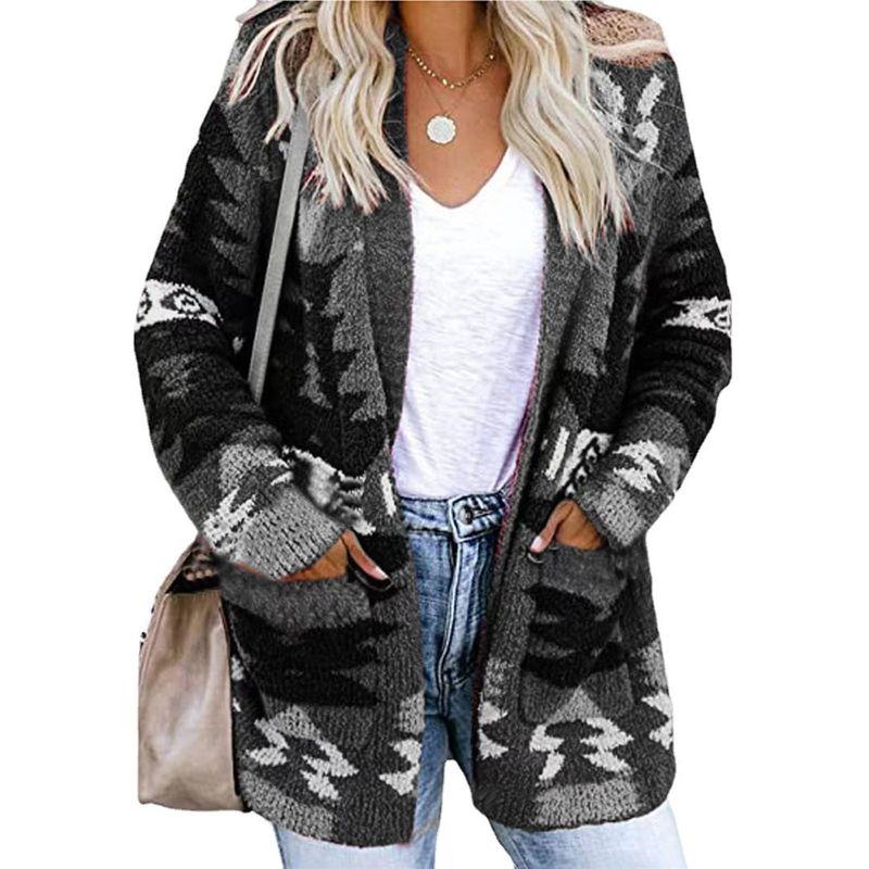 Women's loose Halloween sweater Christmas printed cardigan_voghion.com