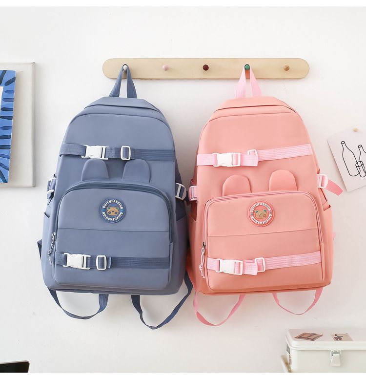 GUIYU Schulrucksack-Set für Kinder – 4-teiliger, leichter Canvas-Bücherrucksack mit atmungsaktiven Trägern, trendigem Buchstabendruck, geräumig für Grundschüler_voghion.com