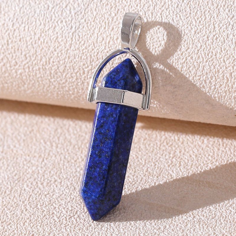 Natural stone pendant amethyst pink crystal hexagonal column pendant double pointed bullet single pendant accessories_voghion.com