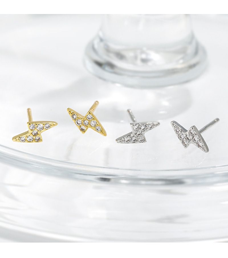 Earrings Versatile Hip Hop Compact Minimal Miniature Zircon Lightning Earrings Gift Jewelry_voghion.com