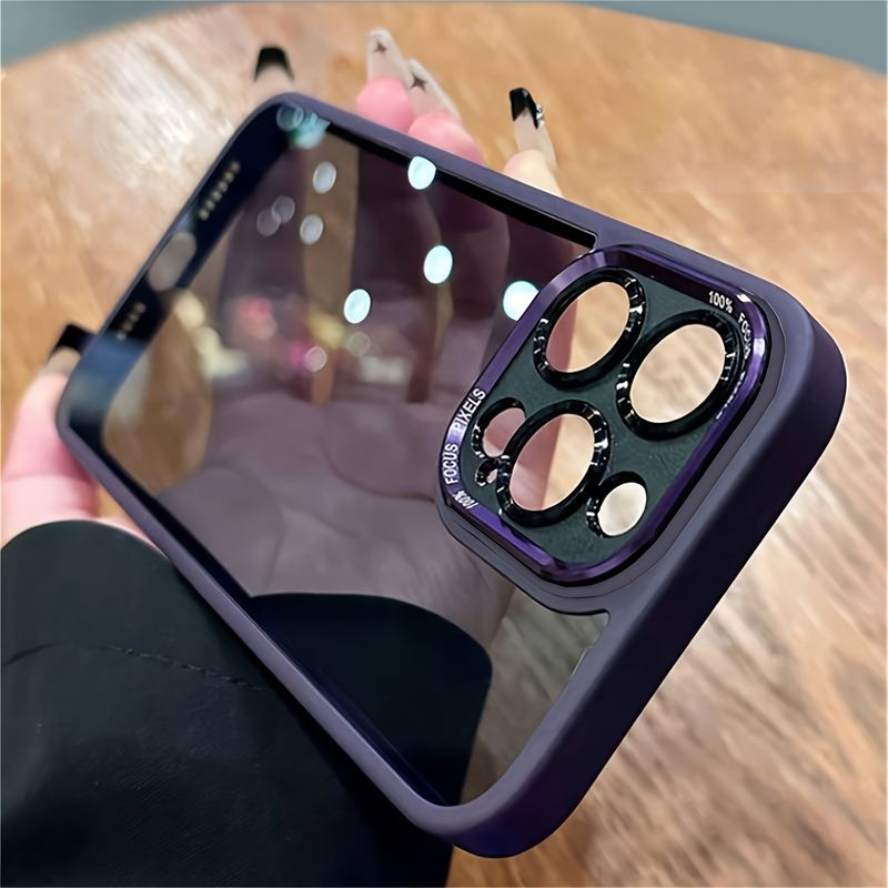 Luxury Metal Camera Case for  15 14 13 12 Pro Max 11 Matte Transparent Letters Lens Protection Cover for  15Promax_voghion.com