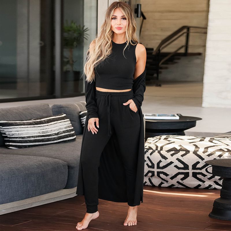 Breathable Knit Set – Slim-Fit Vest & Lounge Pants (4-Way Stretch, Anti-Pilling Polyester Blend, Minimalist Athleisure)_voghion.com