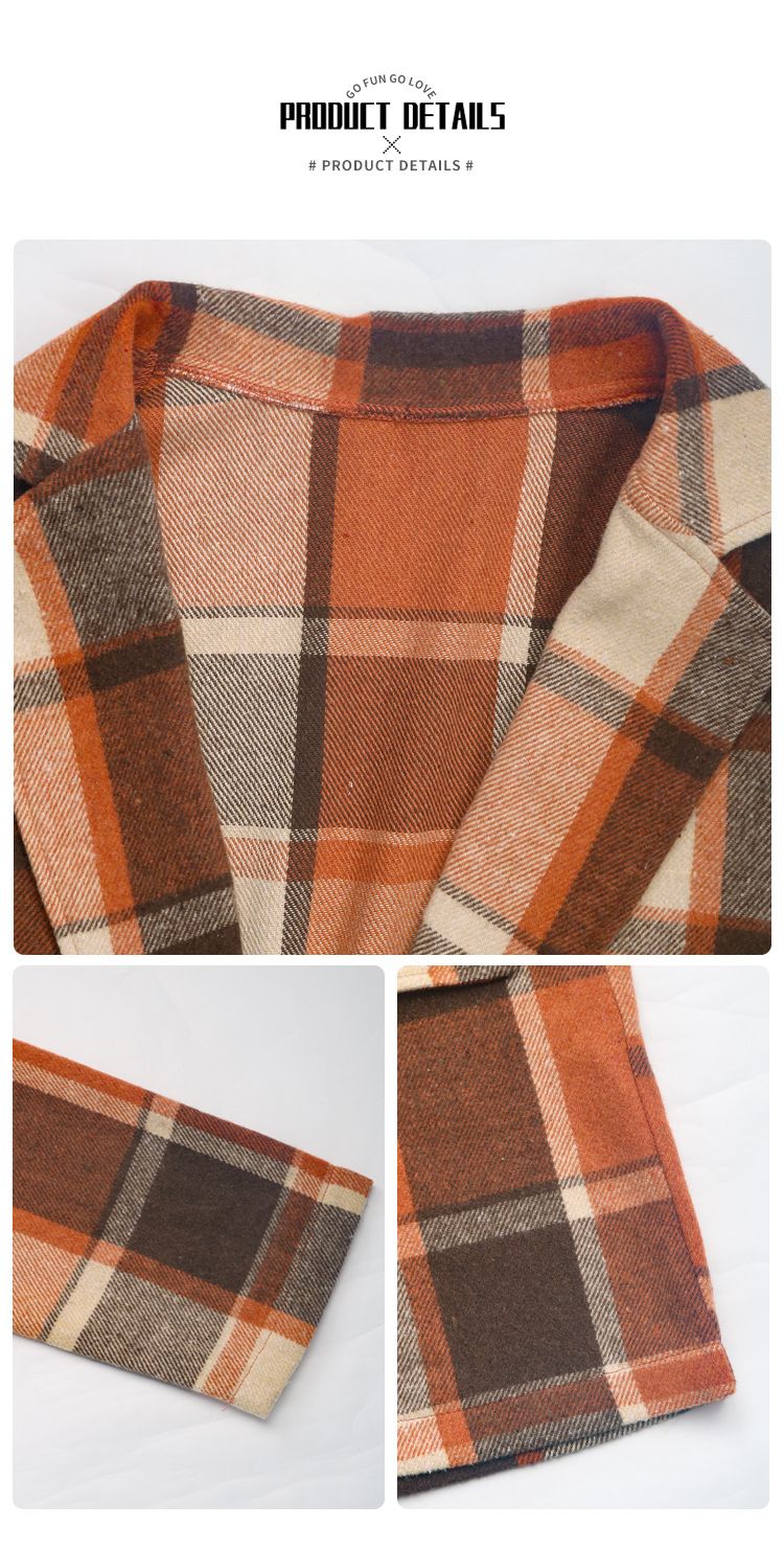 Women's Clothing Casual Retro Loose Brushed Plaid Blazer For Women - Oversized Office & Street Style Polyester Blend Long Sleeve Jacket_voghion.com