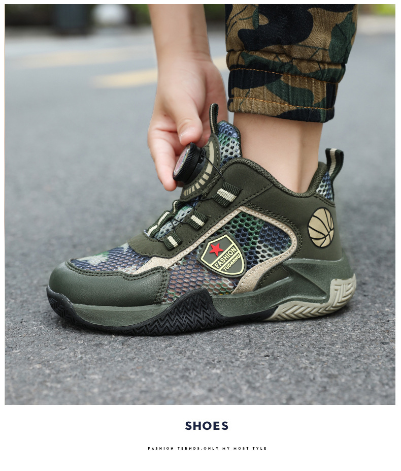 Mother&Kids Große und mittlere Kinder-Basketballschuhe mit Camouflage-Muster, weiche Sohle, leichte, atmungsaktive Laufschuhe für Kinder_voghion.com