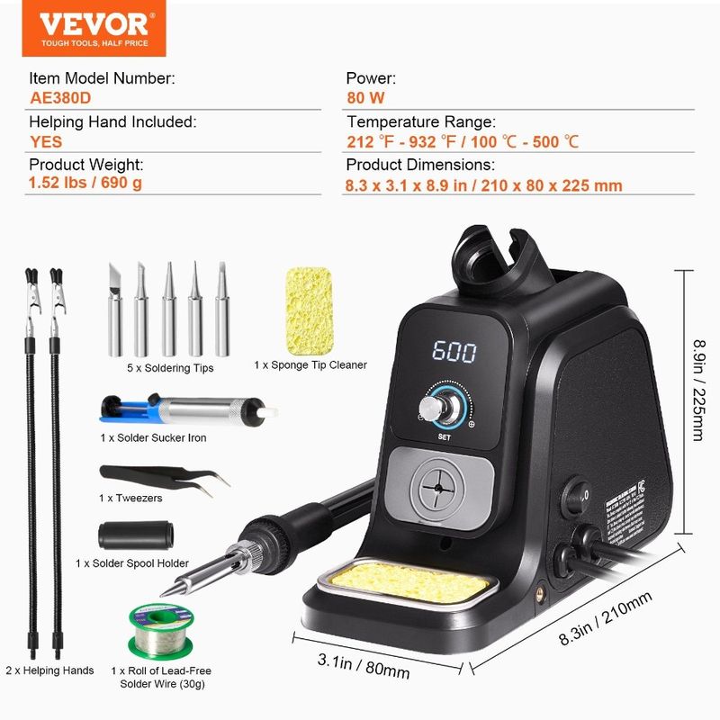 With Display 80W LED Helping Kit Soldering Station Iron Hands Station Soldering_voghion.com