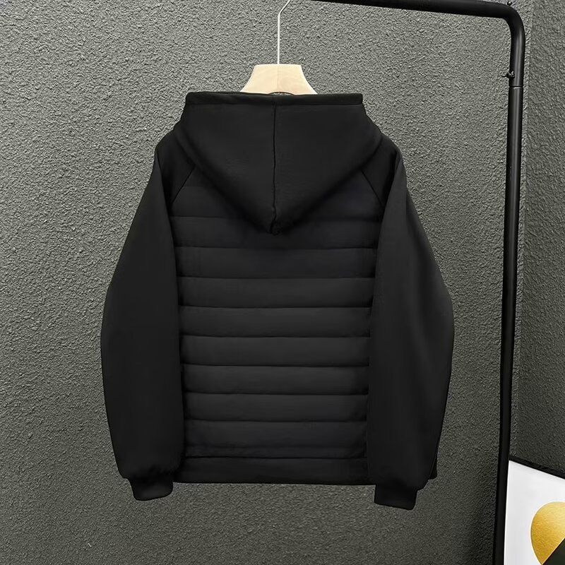 Men's Clothing Men's Autumn And Winter Cotton Casual Hooded Lining Full Edge Light Sweater Couple Jacket Casual Top Solid Color Stitching_voghion.com