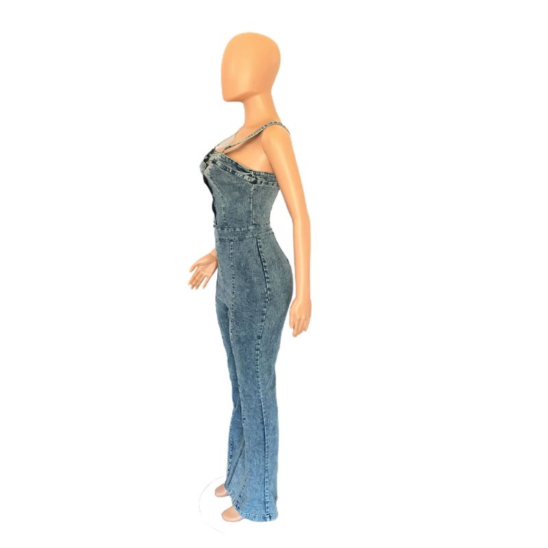 Damenbekleidung Plattform Damenmode lässig sexy Hosenträger Denim Overall weite Beinhose Schlaghose_voghion.com