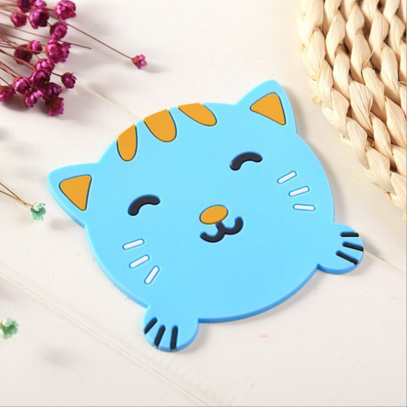 Cup Mat Silicone Coaster Table Placemat Coaster Bar Cartoon Animal Panda Frog Cat Pig Drinking Cup Pad Kitchen Accessories_voghion.com
