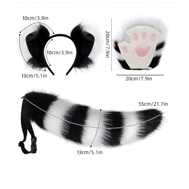 Halloween Cosplay egyrészes, kézzel készített róka fül fejpánt, róka farok szett japán plüss állatfülek KC fejdísz cosplay farok_voghion.com