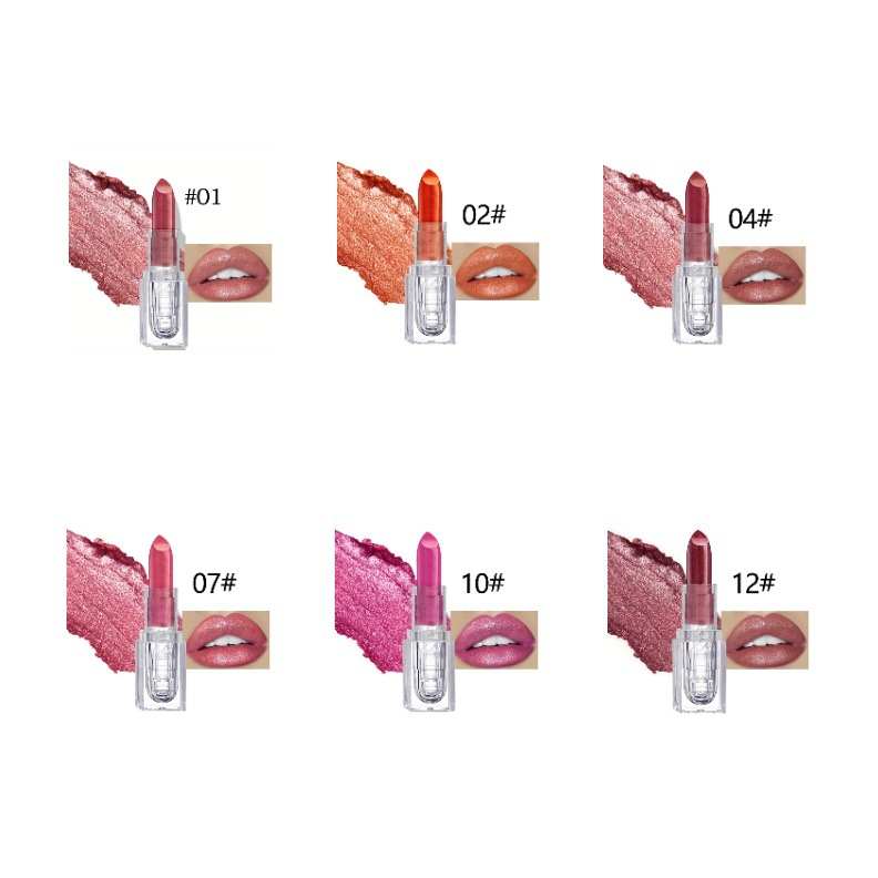 small ice cube fine glitter pearlescent lipstick long lasting non fading non stick cup velvet lip gloss 6 colors new makeup_voghion.com