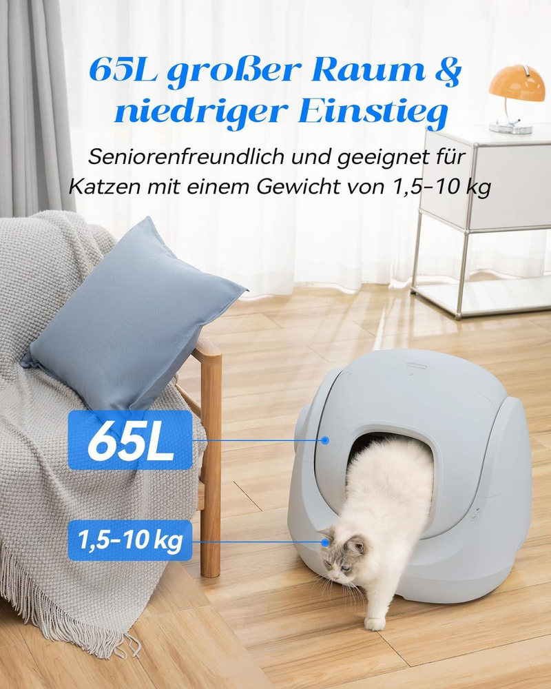 Baymax-Lite Selbstreinigende Katzentoilette, 4 Reinigungsmodi, APP-Fernbedienung_voghion.com