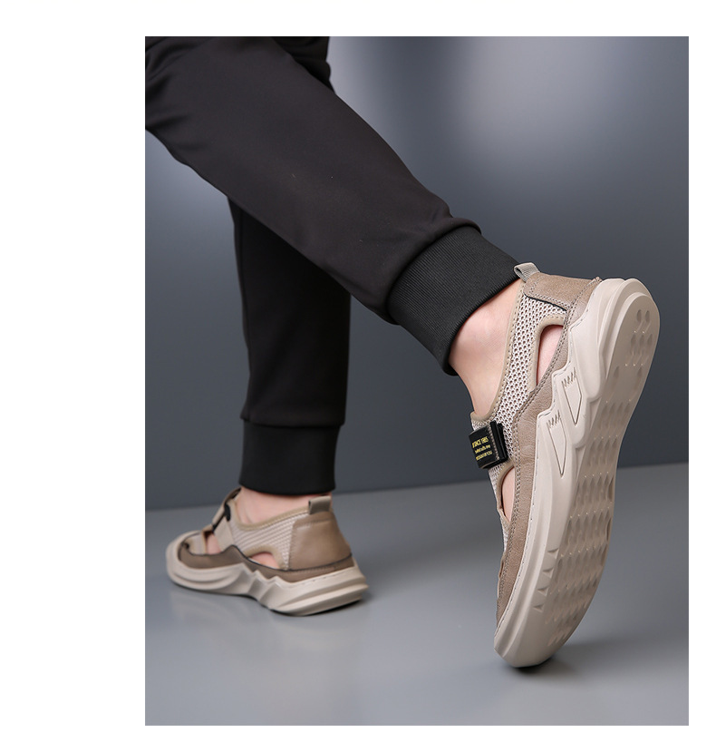 Sandali del produttore da uomo, estivi, nuovi, casual, scarpe da spiaggia, scarpe in rete, scarpe con fori, grandi dimensioni_voghion.com