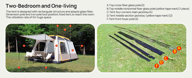 4-6 Person Camping Tent: Waterproof, Easy Setup, Sun Protection, Mosquito Net. Lightweight, Spacious For Camping, Hiking, Beach._voghion.com