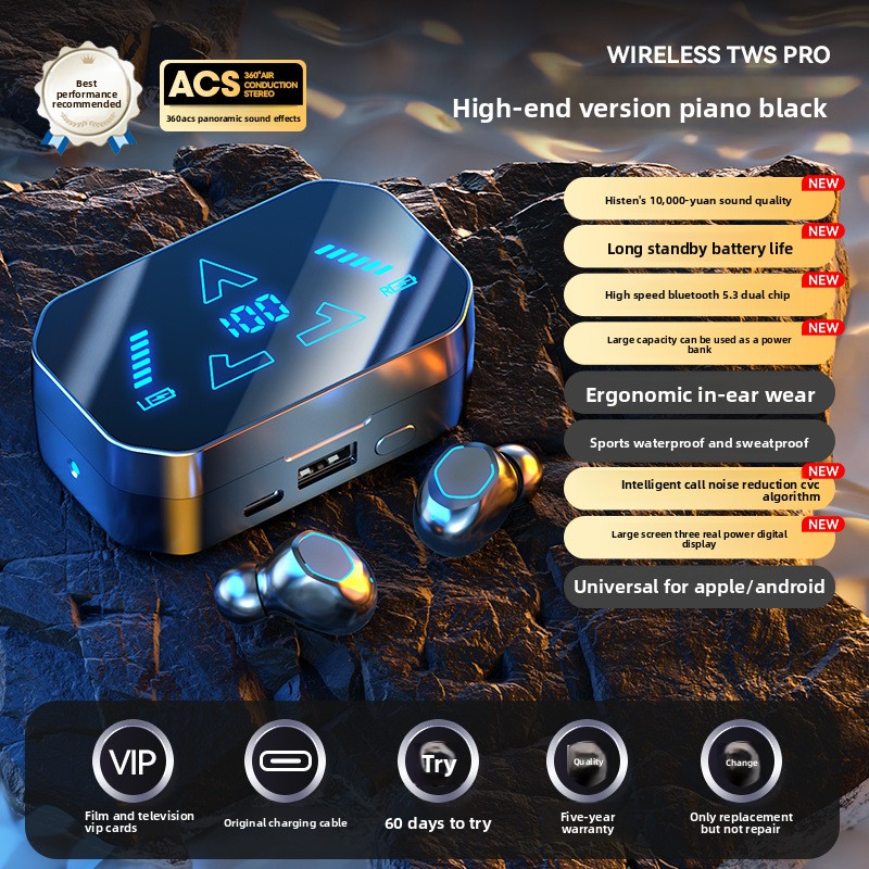 2025 New Wireless Earphones With LED Display, Touch, Gaming And Sports In Ear TWS Design, Including Stylish Metal Charging Case_voghion.com