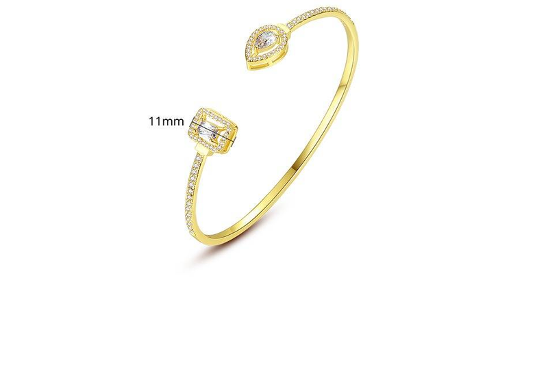 Women's Jewelry Open Bangle Bracelet With Zircon, Geometric Design, Elegant And Minimalist For Party Gift Temperament Simple Banquet Hand Jewelry Gift_voghion.com