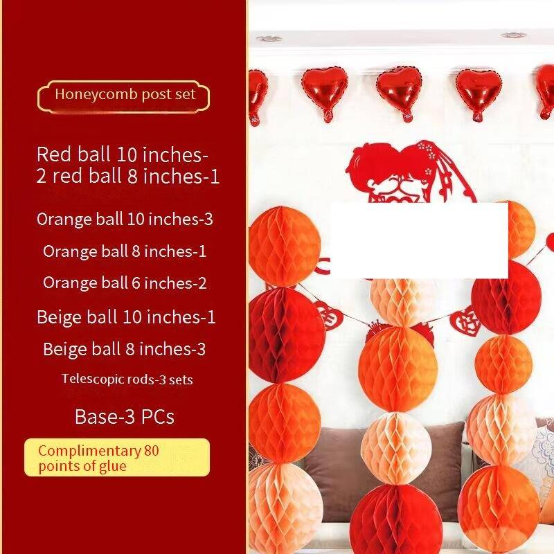 3-Pack Honeycomb Ball Columns For Wedding Decor, Modern Pink Backdrop Stands For Romantic Party, Valentine's Day_voghion.com
