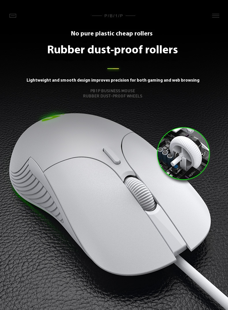 Wired Gaming Mouse – 6 Programmable Buttons, 8800DPI Adjustable, Silent Clicks, RGB Lighting, Large Ergonomic Design (Black/White)_voghion.com