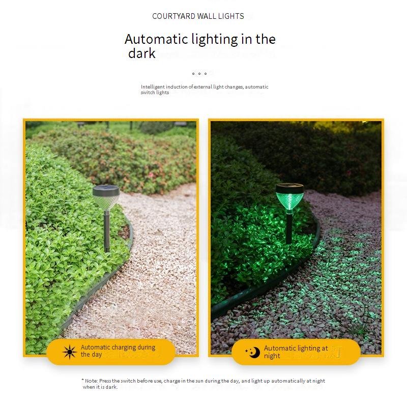 Upgraded Solar LED Lawn Light With Projection - Warm Yellow Light, Waterproof Outdoor Garden Light For Patio, Yard, Pathway Decoration_voghion.com