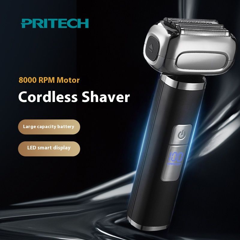 Smart Electric Shaver For Men, LED Display, Wet & Dry Use, 2-Blade Rechargeable Shaver, Low Noise (36dB), Portable Travel Shaver With Floating Heads_voghion.com
