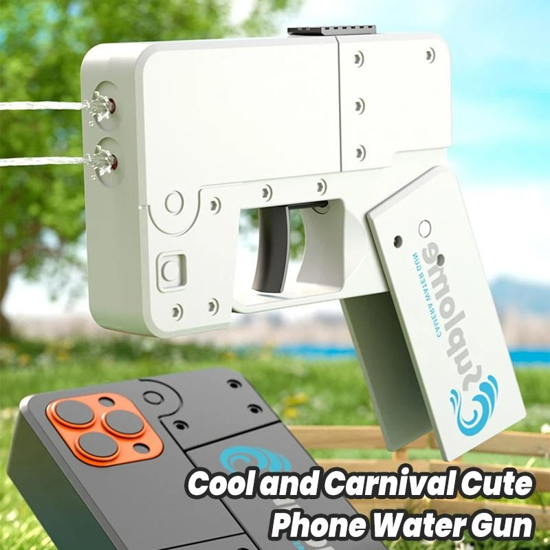 New Folding Phone Toy Water Gun Automatic Continuous Shooting Double Head Jet Water Gun Launcher Model Toy Water Gun Children's_voghion.com