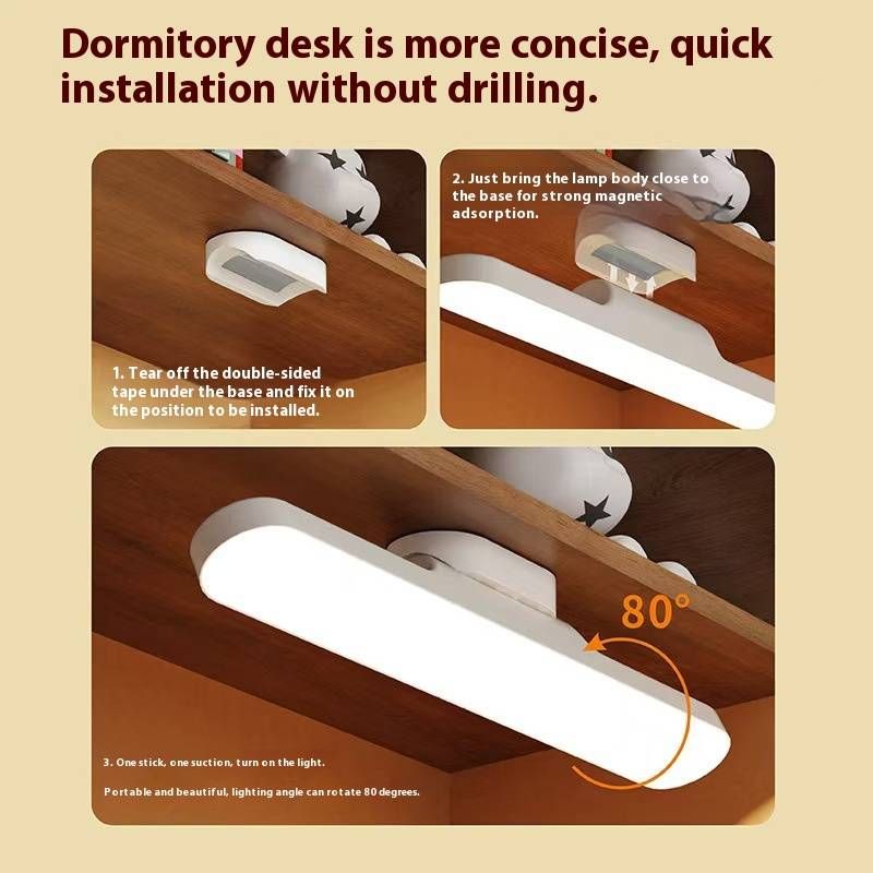 Intelligente LED-Schreibtischlampe mit Touch-Steuerung – Wiederaufladbares USB-Nachttischlicht, 3 Farbmodi, magnetische Wandhalterung für Wohnheim und Büro (Weiß)_voghion.com