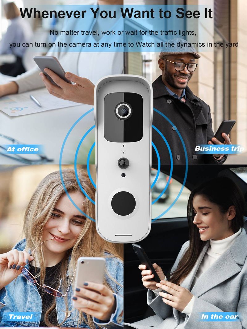 Slimme WiFi-videodeurbel – 1080P HD, compatibel met Alexa en Google Home, Tuya-app, 18650-batterij met laag stroomverbruik, nachtzicht, 2-weg audio_voghion.com