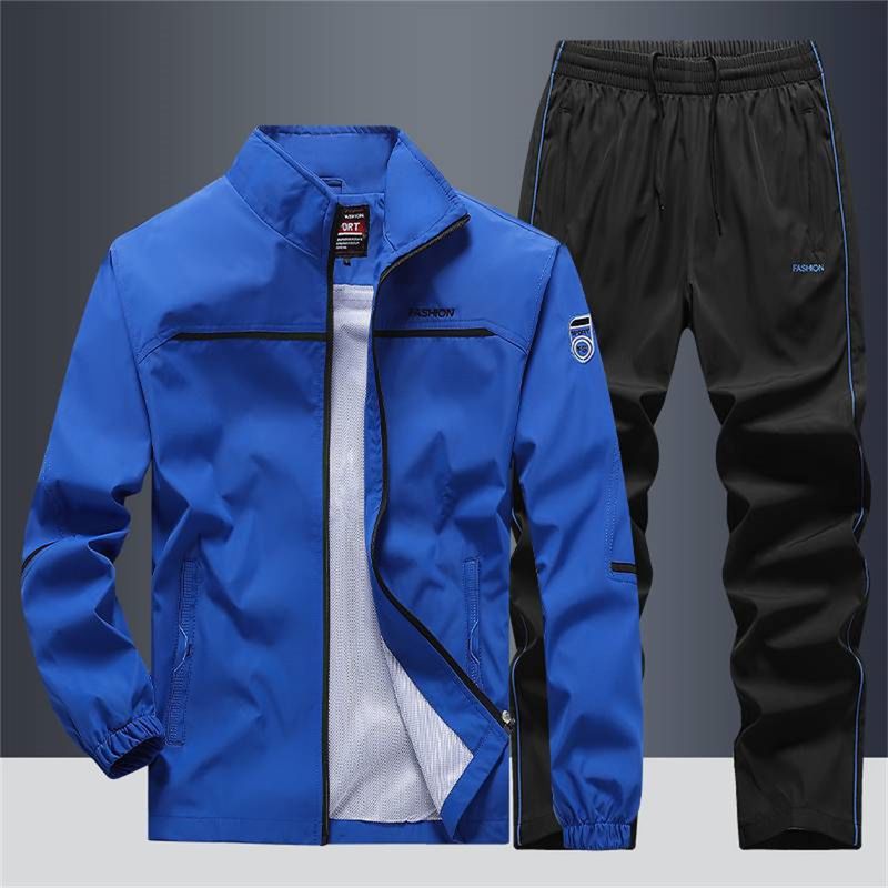 Survêtements tendance 2026 pour jeunes/hommes, veste zippée à col montant + pantalon de survêtement à taille élastique brodé, ensemble deux pièces décontracté et ample pour le sport_voghion.com