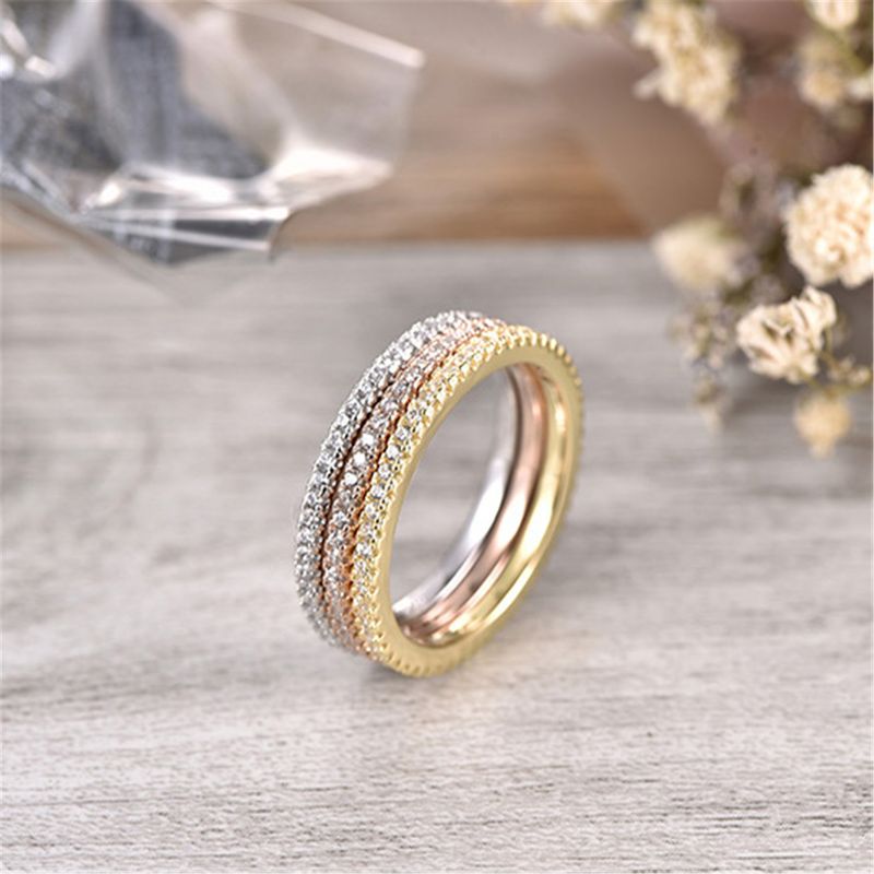 Anello in zircone anello mignolo donna argento sterling 925 oro rosa semplice gioielli mano gioielli gioielli argento_voghion.com