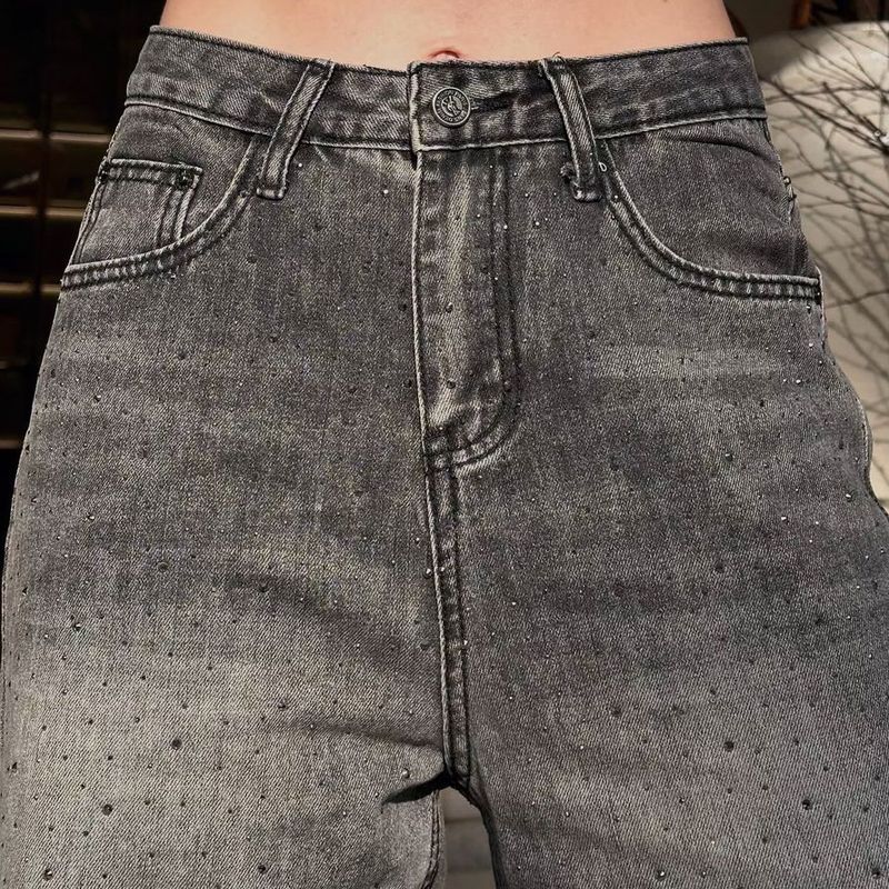 Women's Clothing Starry Sky Jeans Women's Autumn Straight Pants Fashion Loose Mopping Drape Trousers_voghion.com