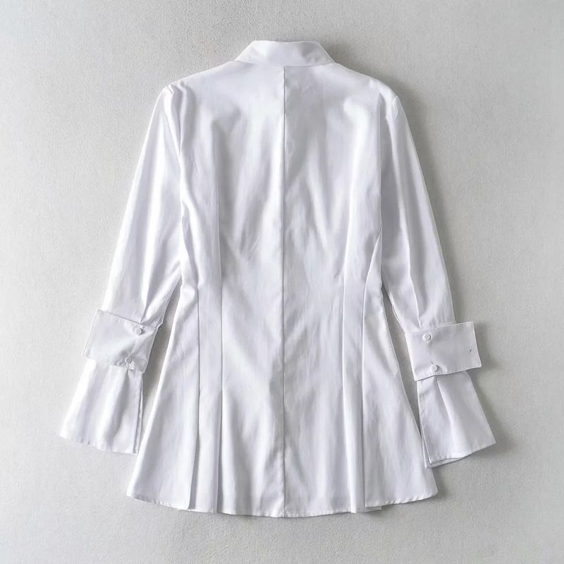 Gonna camicia colorata, cardigan incrociato a quadri autunnali, camicia bianca monopetto a maniche lunghe con risvolto in cotone temperamento da pendolarismo_voghion.com