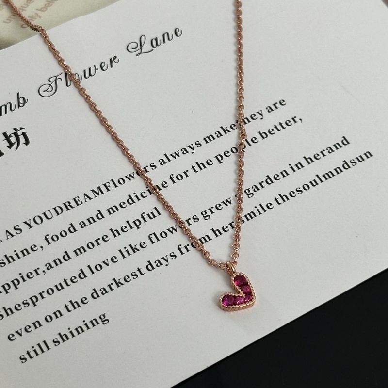 Collier en argent incrusté en forme de cœur pour femme, chaîne de clavicule coréenne, douce, fraîche et mignonne, en forme de cœur de pêche, cadeau féminin_voghion.com