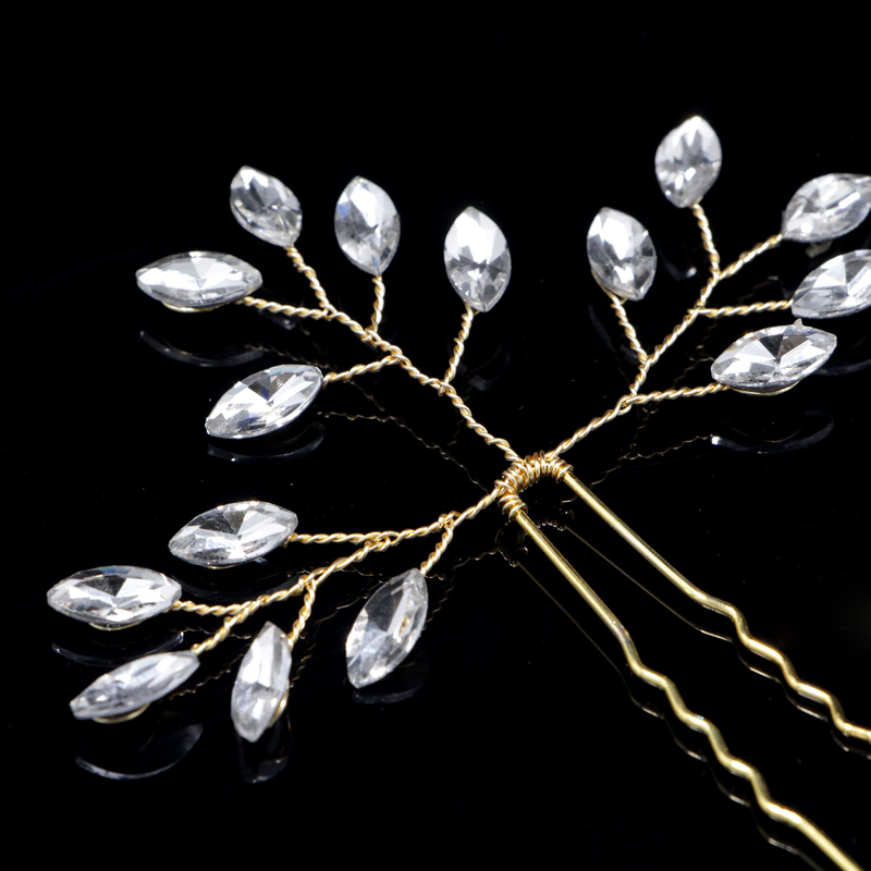 Cross-border 15 marquise diamond bridal handmade pearl inlaid diamond U-shaped hairpin pin headdress hair accessories wholesale_voghion.com