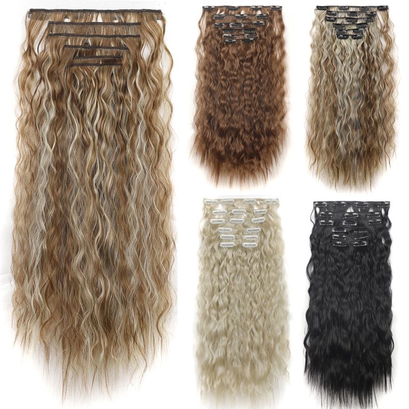 24 Zoll Ombre-Farbclips in Haarverlängerungen, 6 Stück/Set, 16 Clips für Frauen, glattes synthetisches Haarteil, Clips auf Haarverlängerungen_voghion.com