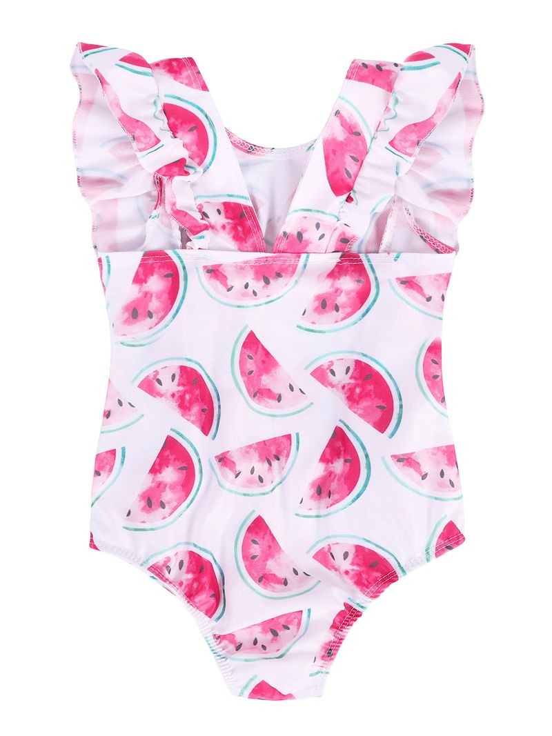 Mère et enfants été maillot de bain européen et américain manches à volants pour enfants maillot de bain imprimé fille bébé gilet respirant maillot de bain une pièce_voghion.com