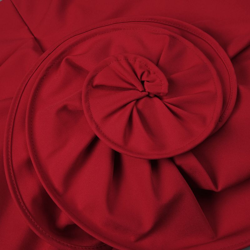Damenbekleidung Weihnachtskleid Rotes Tube Top Blumen Dreidimensionales Kleid_voghion.com