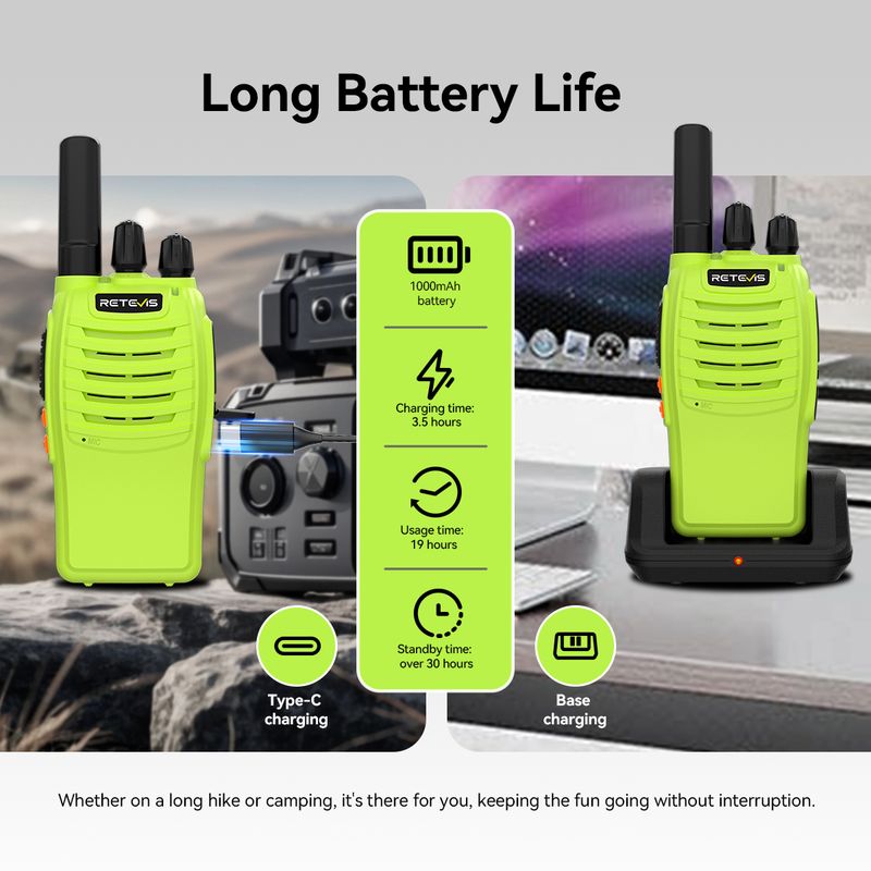 Retevis H777 Green Walkie Talkie 2Pcs Portable PMR446 FRS Two-way Radio Long Range VOX Type-C Walkie-Talkie For Camping_voghion.com