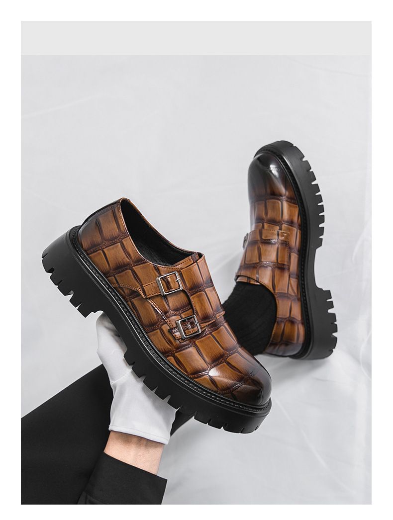 Thick-Soled 2025 Spring And Autumn New Men's Horsebit Slip-On Loafers Large Leather Shoes_voghion.com