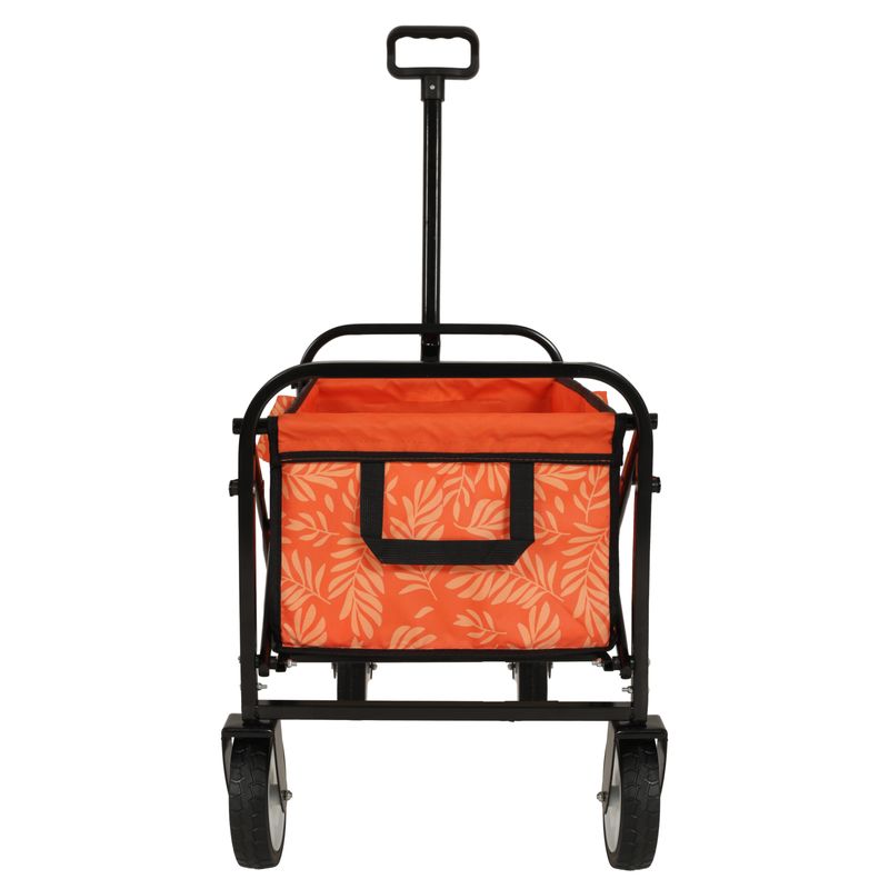 Minimeetall Colorful Collapsible Foldable Wagon Cart With Strapping System, Beach Wagon ,Utility Wagon Grocery Cart Camping Shopping Sports Gardeing Fishing Supports 225lbs,orange Leaf_voghion.com