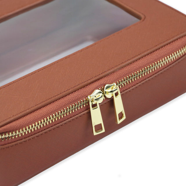 Set de geantă cosmetică personalizată din piele naturală, colorată, clasică, Saffiano, portabilă, pentru călătorii, geantă cosmetică transparentă din PVC, geantă de spălat TPU_voghion.com