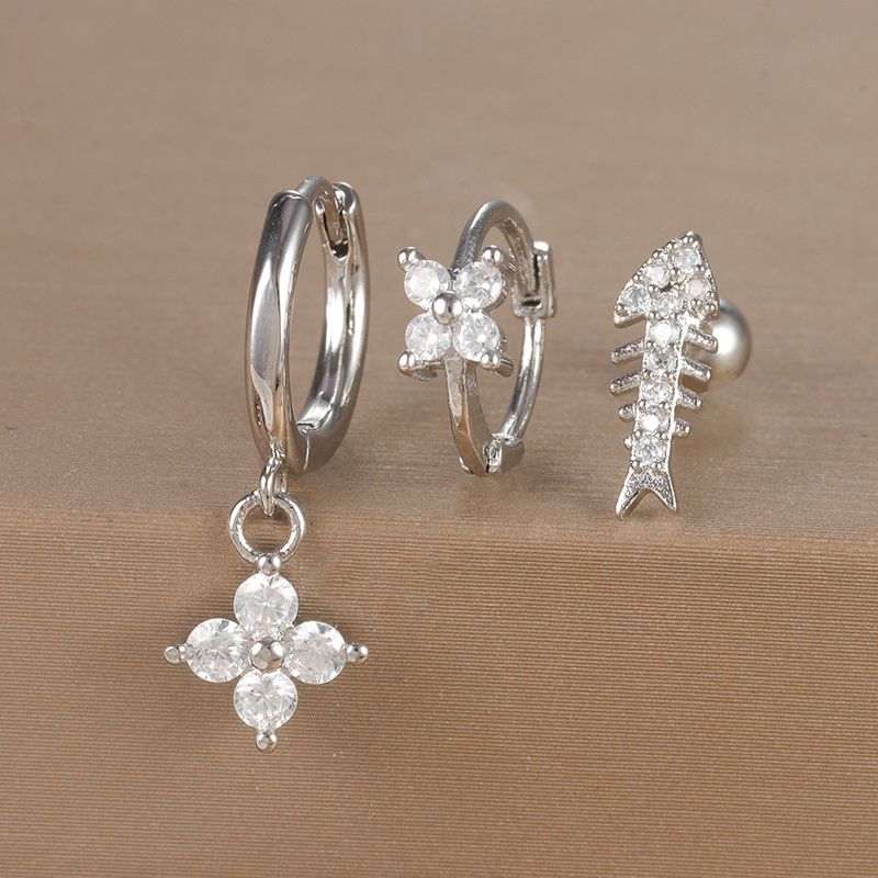 Gioielli e accessori orecchini geometrici alla moda, set di orecchini floreali con micro zirconi intarsiati, orecchini da donna leggeri e di lusso personalizzati in tre pezzi_voghion.com