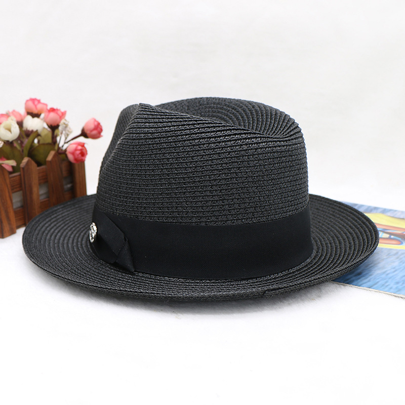 papyrus fine braid top hat new product travel shopping versatile spring and summer wide-brimmed jazz hat_voghion.com
