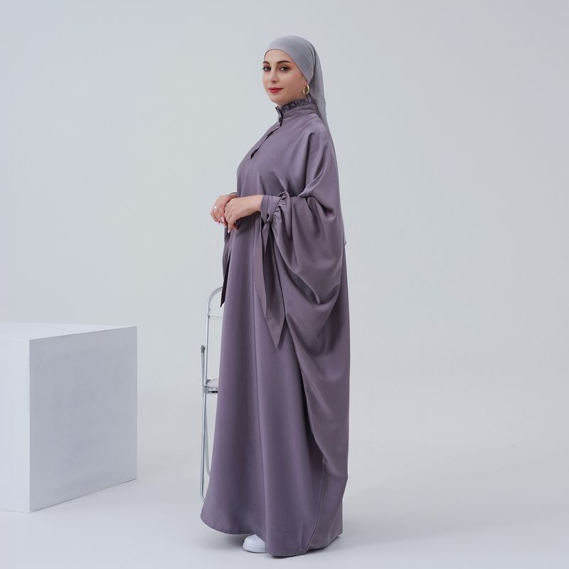 Damenbekleidung Langes Swing-Kleid in Volltonfarbe_voghion.com