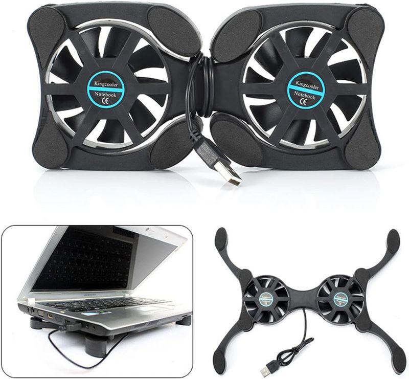 Stand Cooler Low Noise Portable Ultra Slim Gaming Cooling Pad Prevents Overheating For 7-15 Inch Laptop_voghion.com